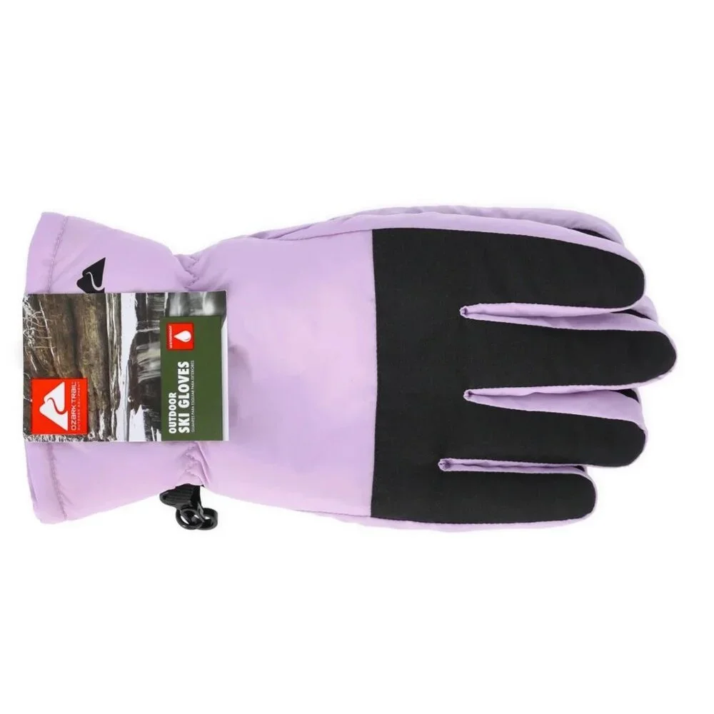 Ozark Trail Girls Gloves Water Resistant SIZE S-M Purple Black Ski NEW